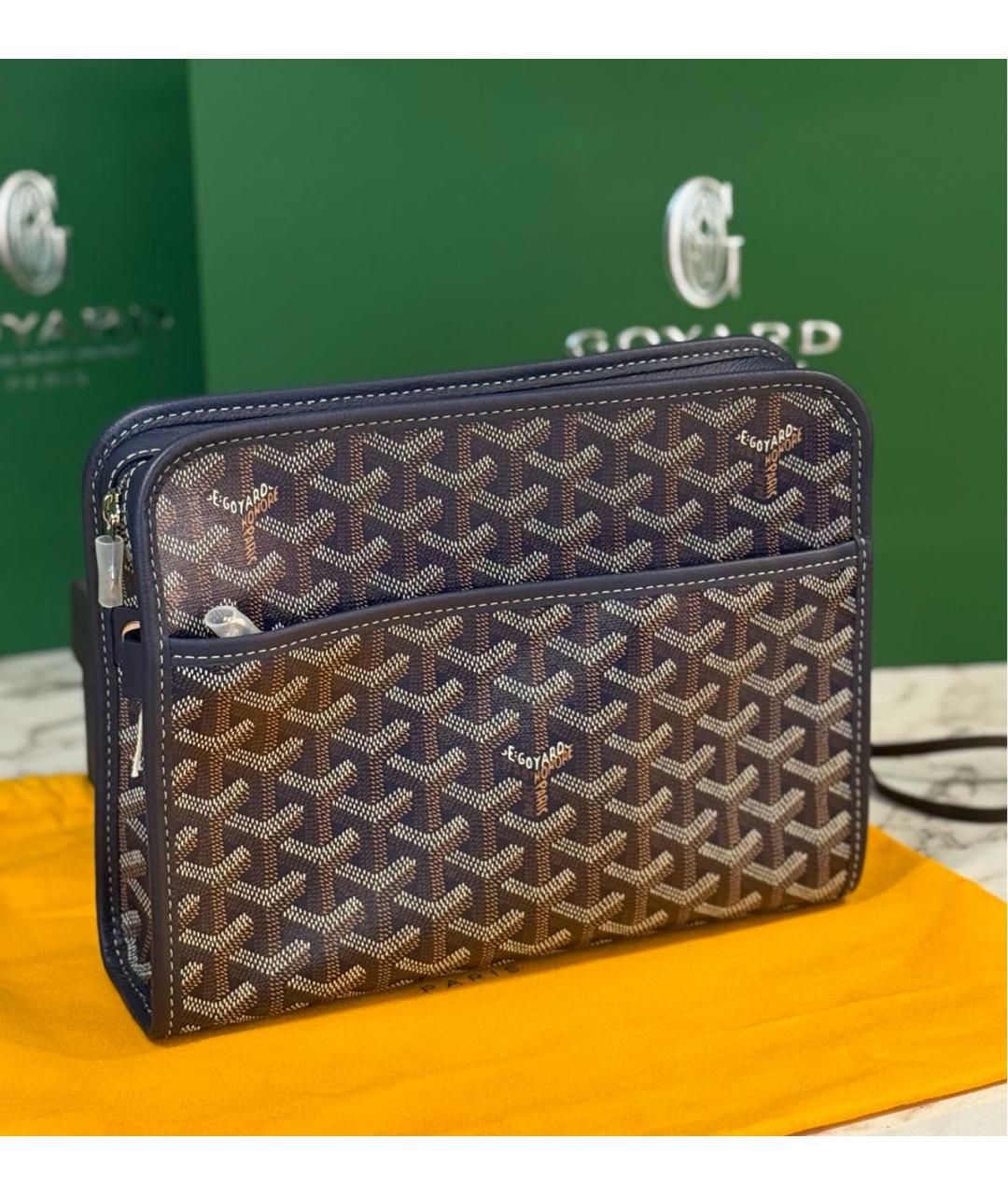 GOYARD Синяя кожаная барсетка, фото 5