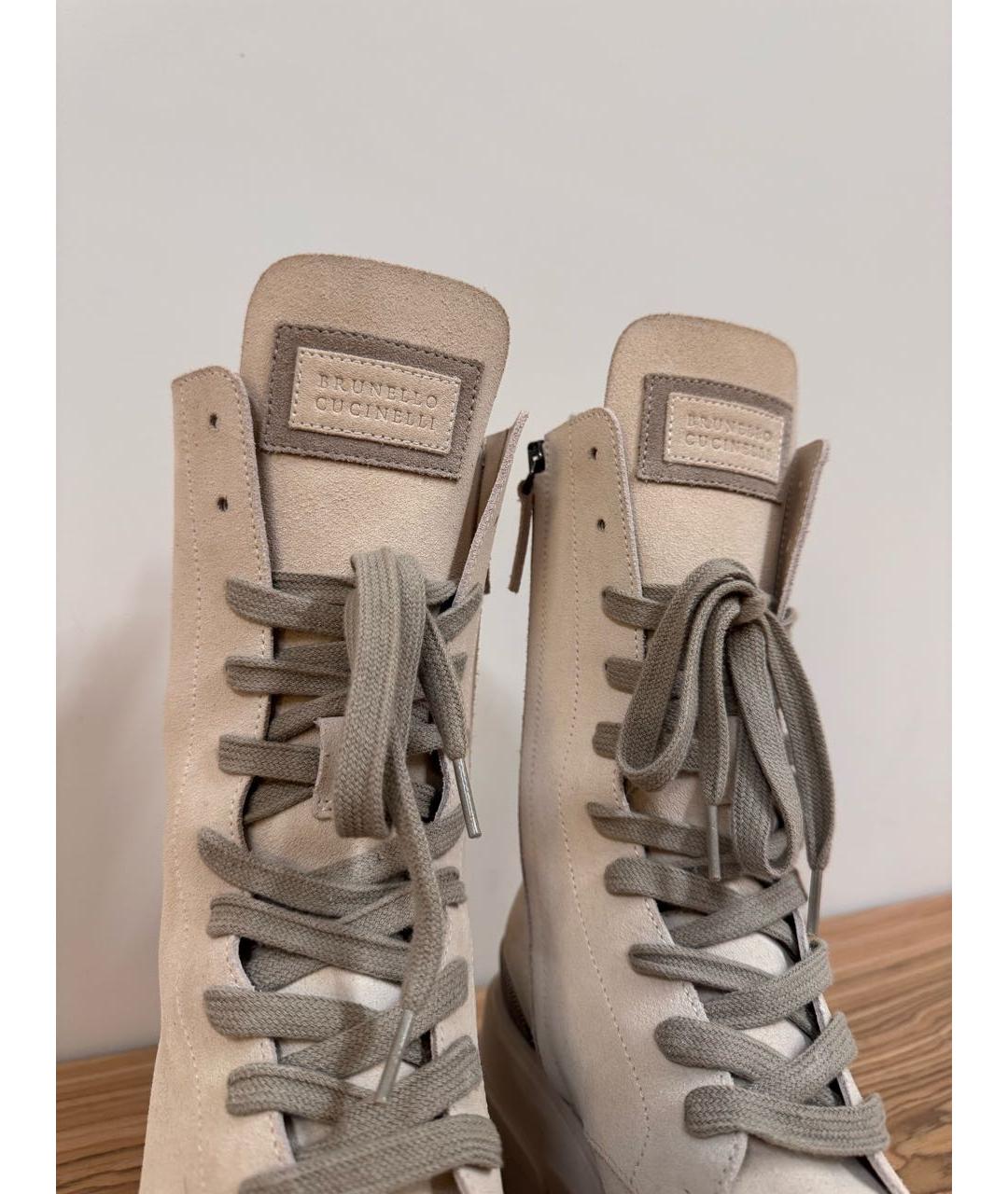 BRUNELLO CUCINELLI Бежевые замшевые ботинки, фото 5