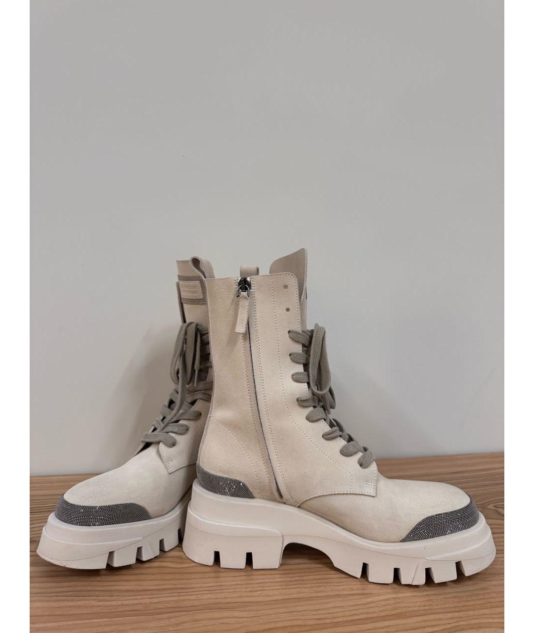 BRUNELLO CUCINELLI Бежевые замшевые ботинки, фото 7