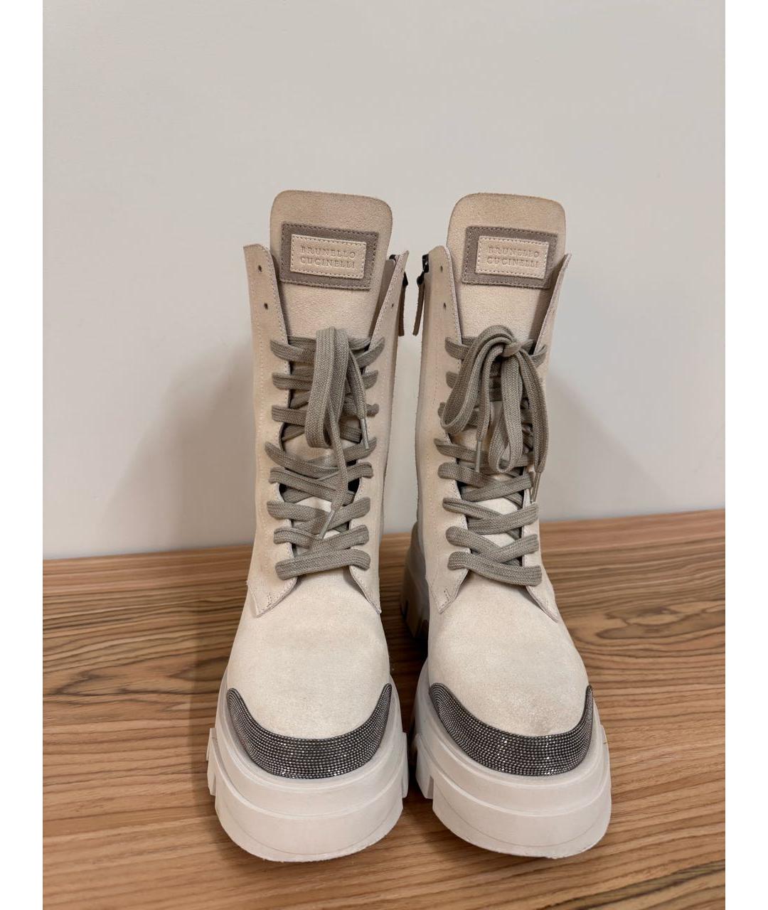 BRUNELLO CUCINELLI Бежевые замшевые ботинки, фото 3