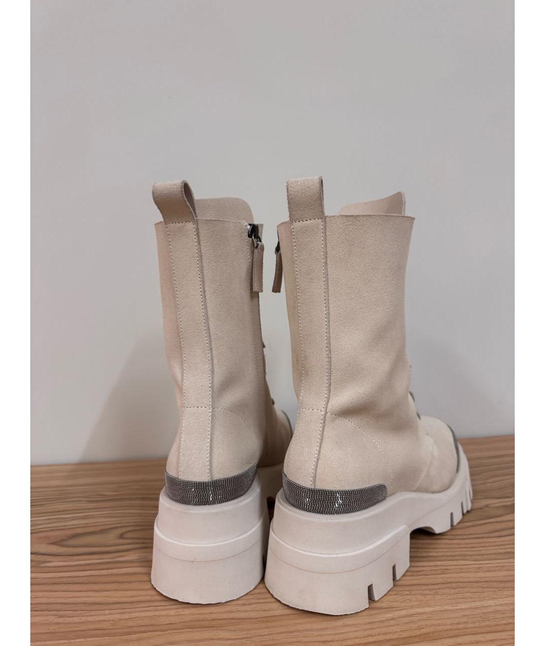 BRUNELLO CUCINELLI Бежевые замшевые ботинки, фото 4
