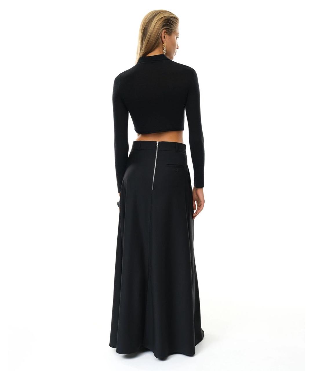 PERVERT Черная шерстяная юбка макси, фото 3