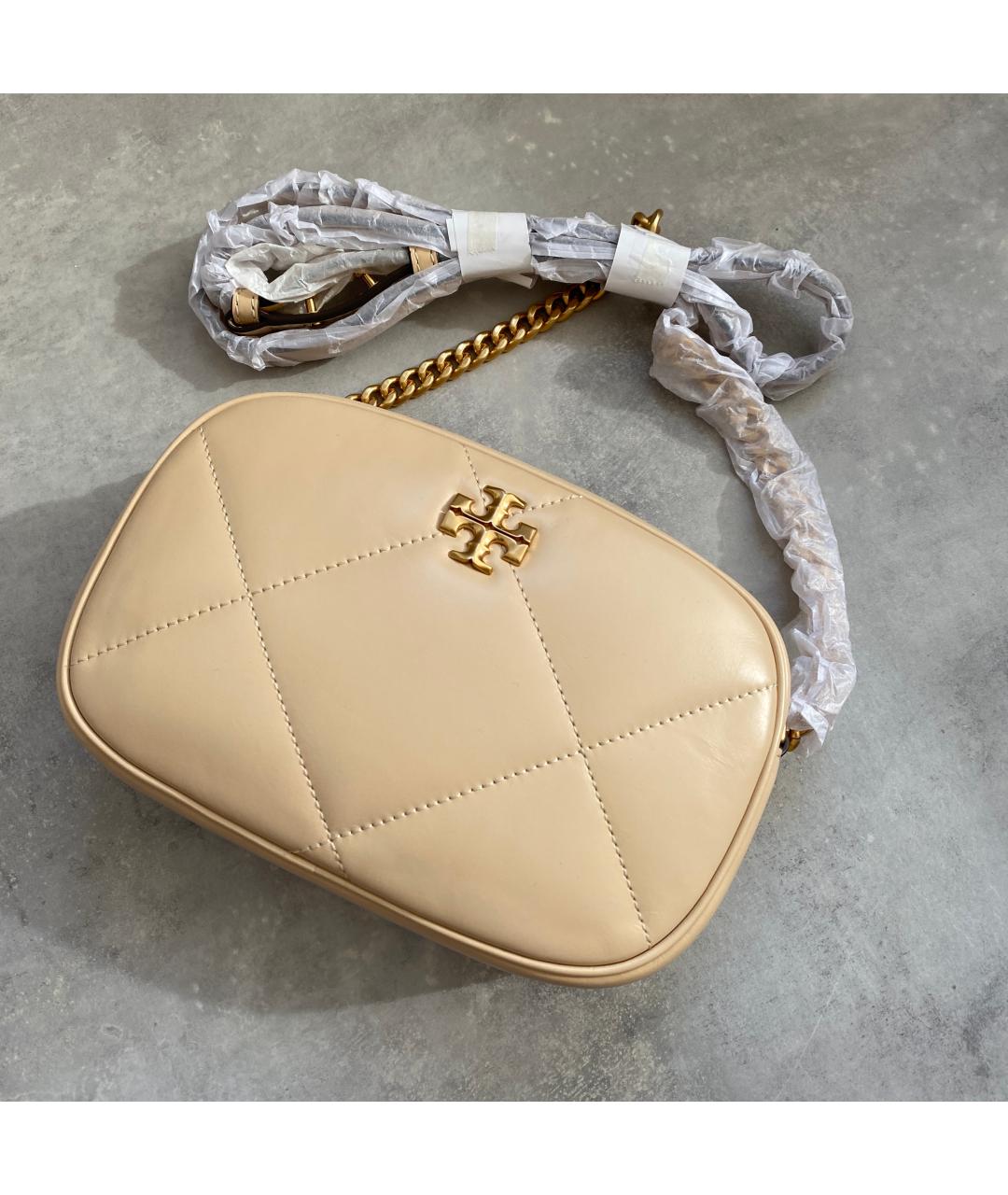 TORY BURCH Бежевая кожаная сумка через плечо, фото 4