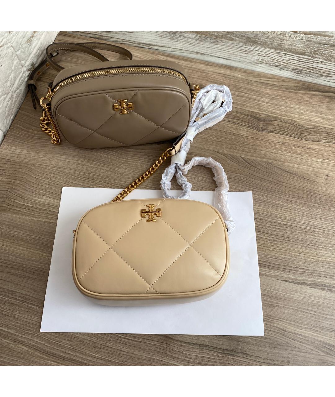 TORY BURCH Бежевая кожаная сумка через плечо, фото 5