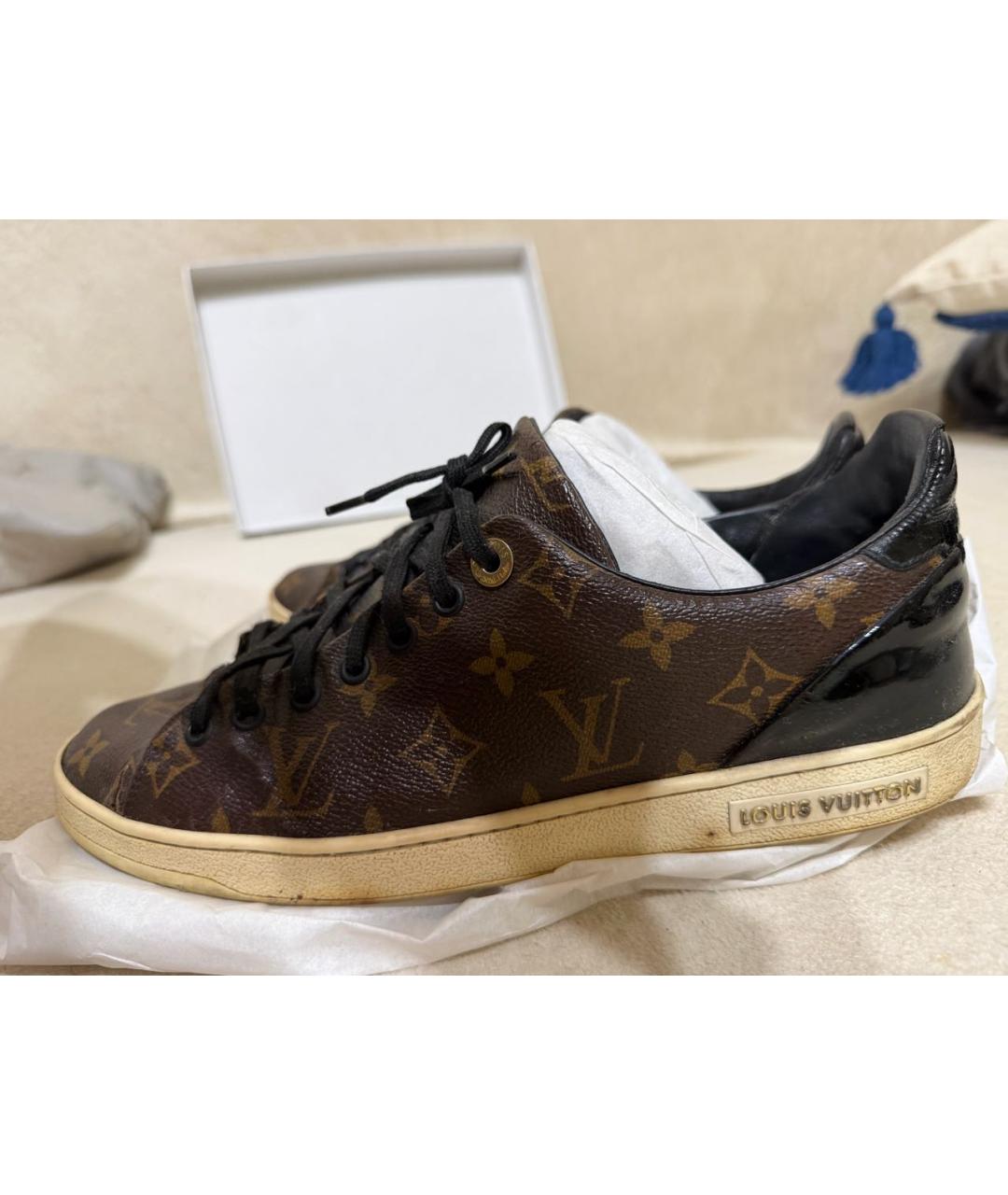 LOUIS VUITTON Коричневые кожаные кеды, фото 8