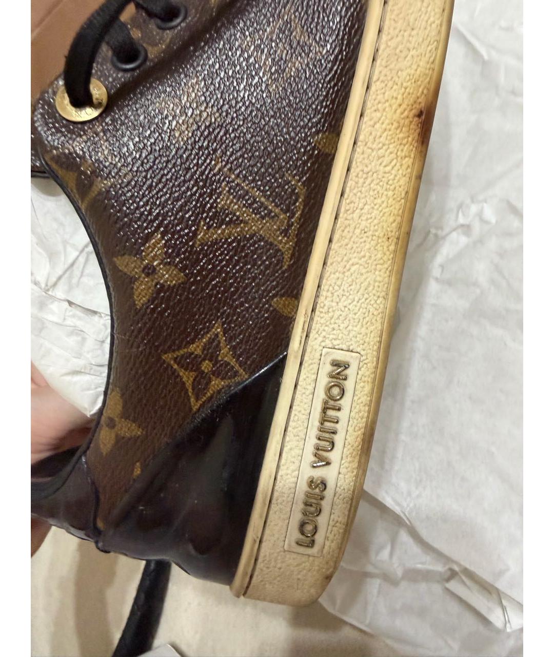 LOUIS VUITTON Коричневые кожаные кеды, фото 7