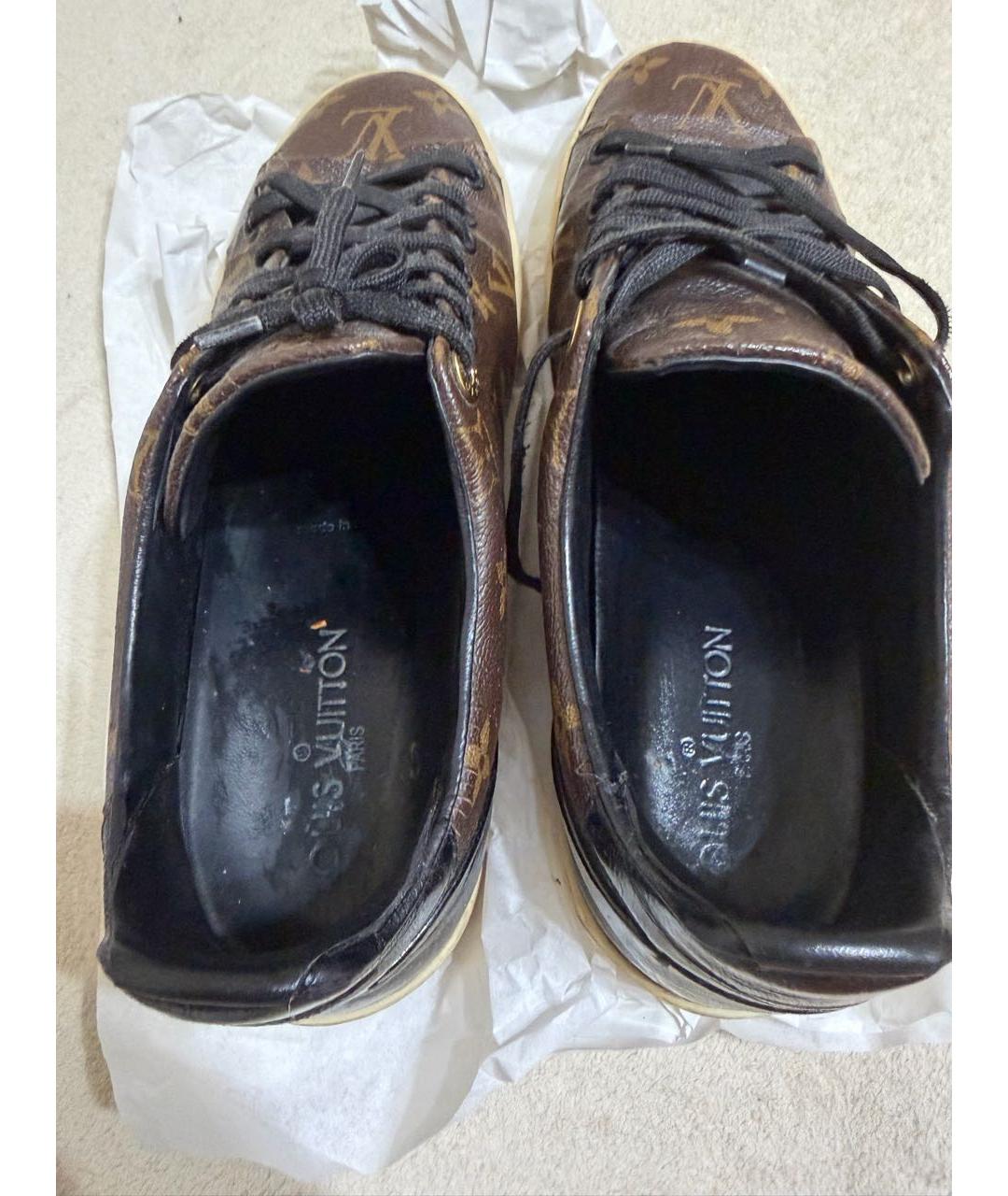 LOUIS VUITTON Коричневые кожаные кеды, фото 3