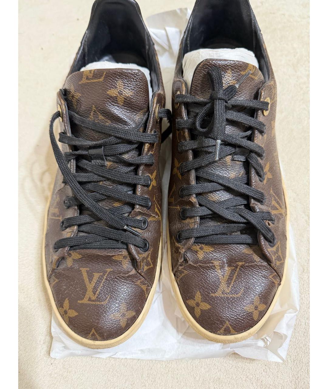 LOUIS VUITTON Коричневые кожаные кеды, фото 2