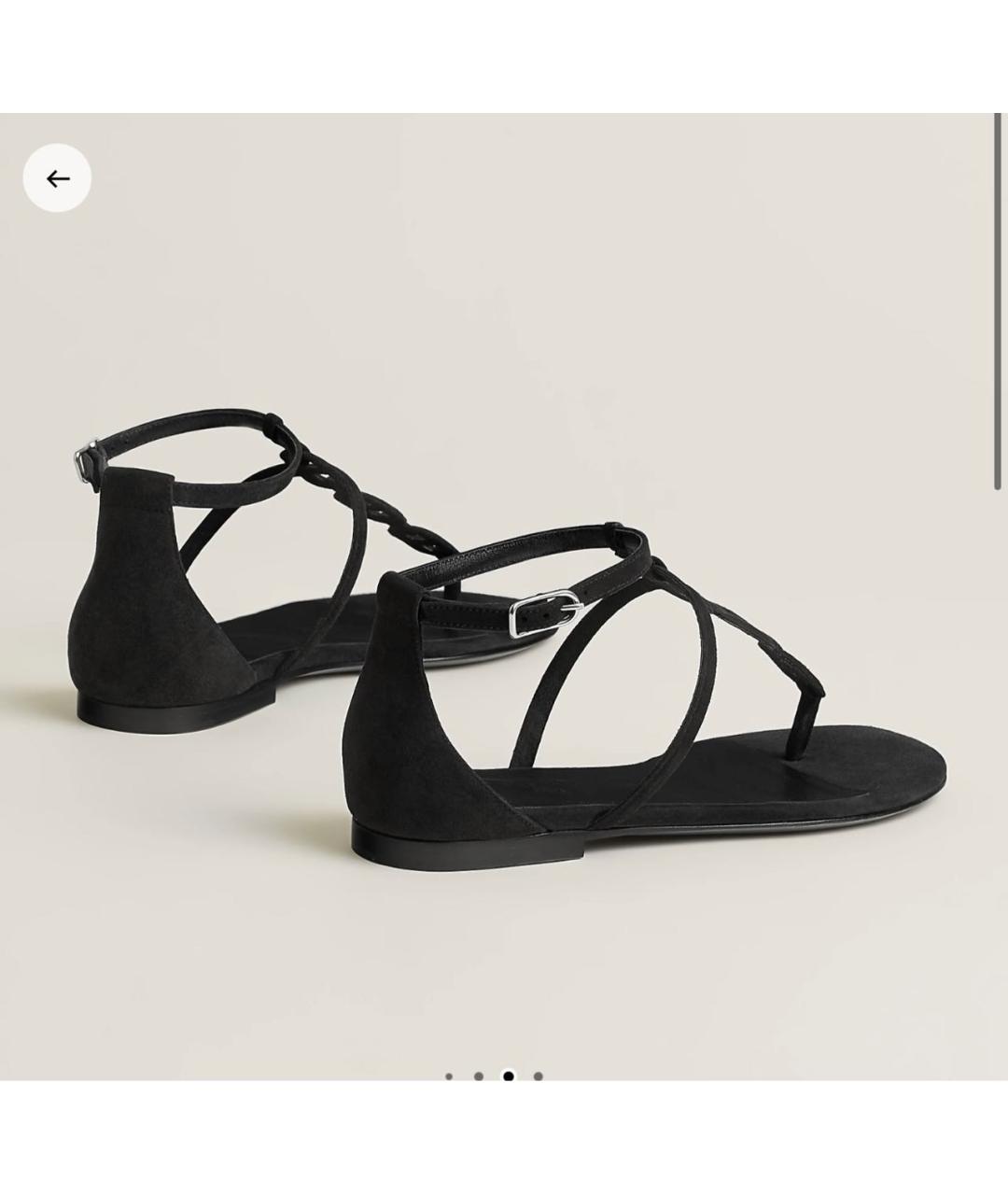 HERMES Черные замшевые сандалии, фото 4