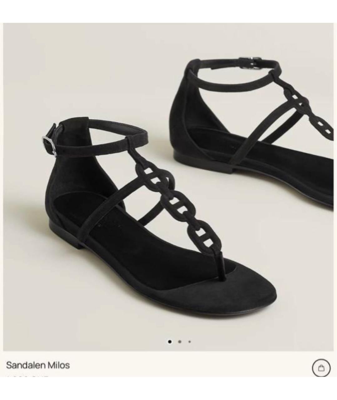 HERMES Черные замшевые сандалии, фото 2