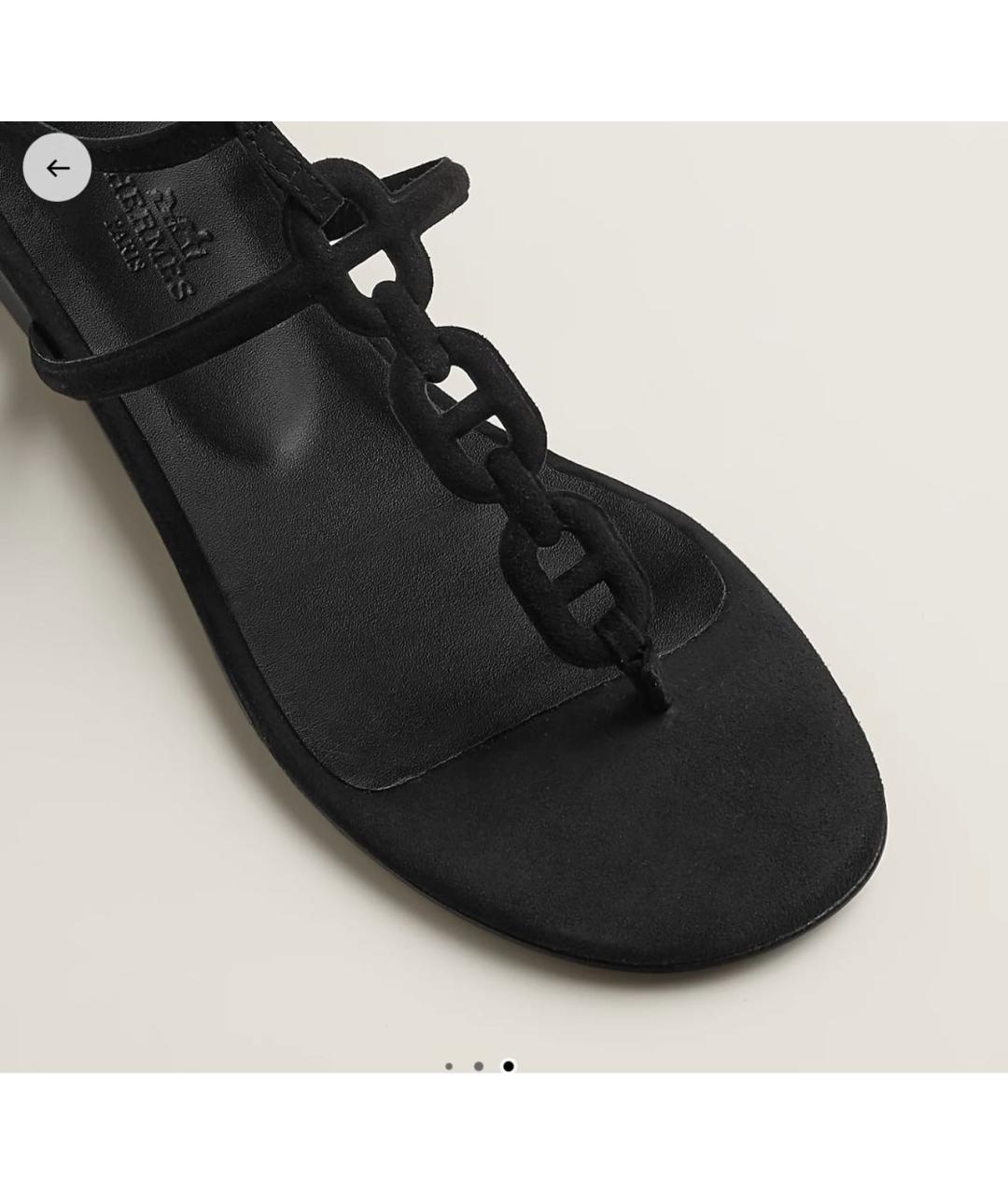 HERMES Черные замшевые сандалии, фото 5
