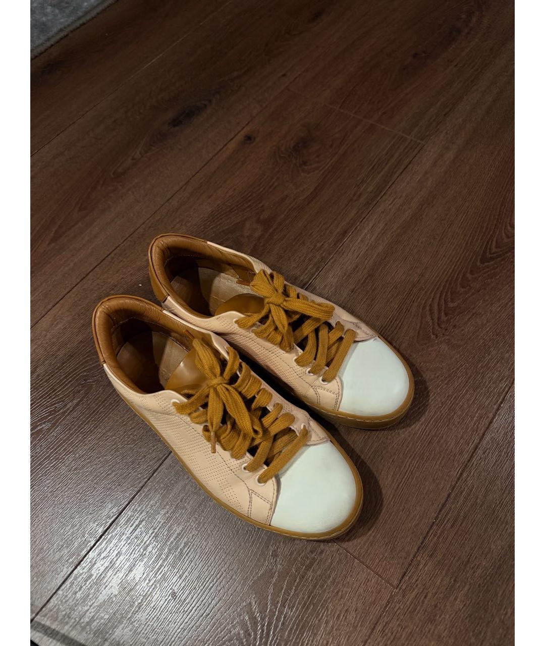 BURBERRY Коралловые кожаные кеды, фото 5