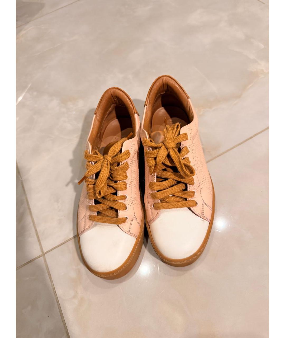 BURBERRY Коралловые кожаные кеды, фото 2