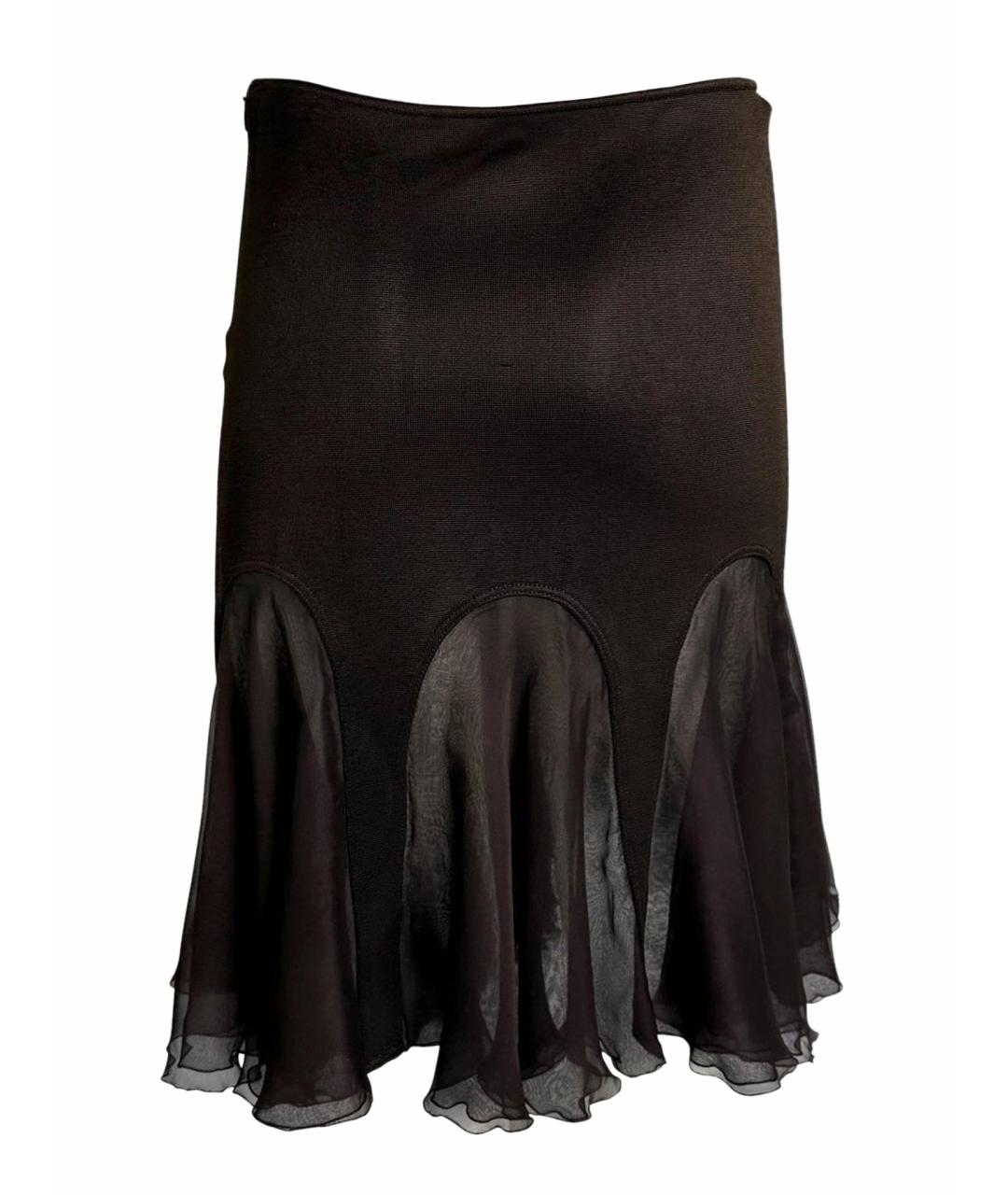 VERSACE Черная вискозная юбка миди, фото 1