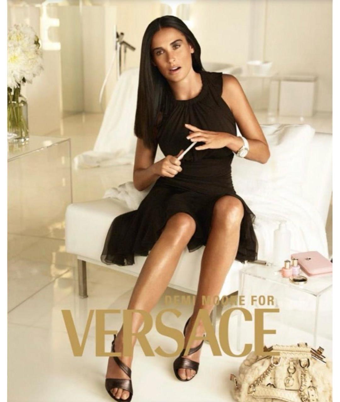VERSACE Черная вискозная юбка миди, фото 4