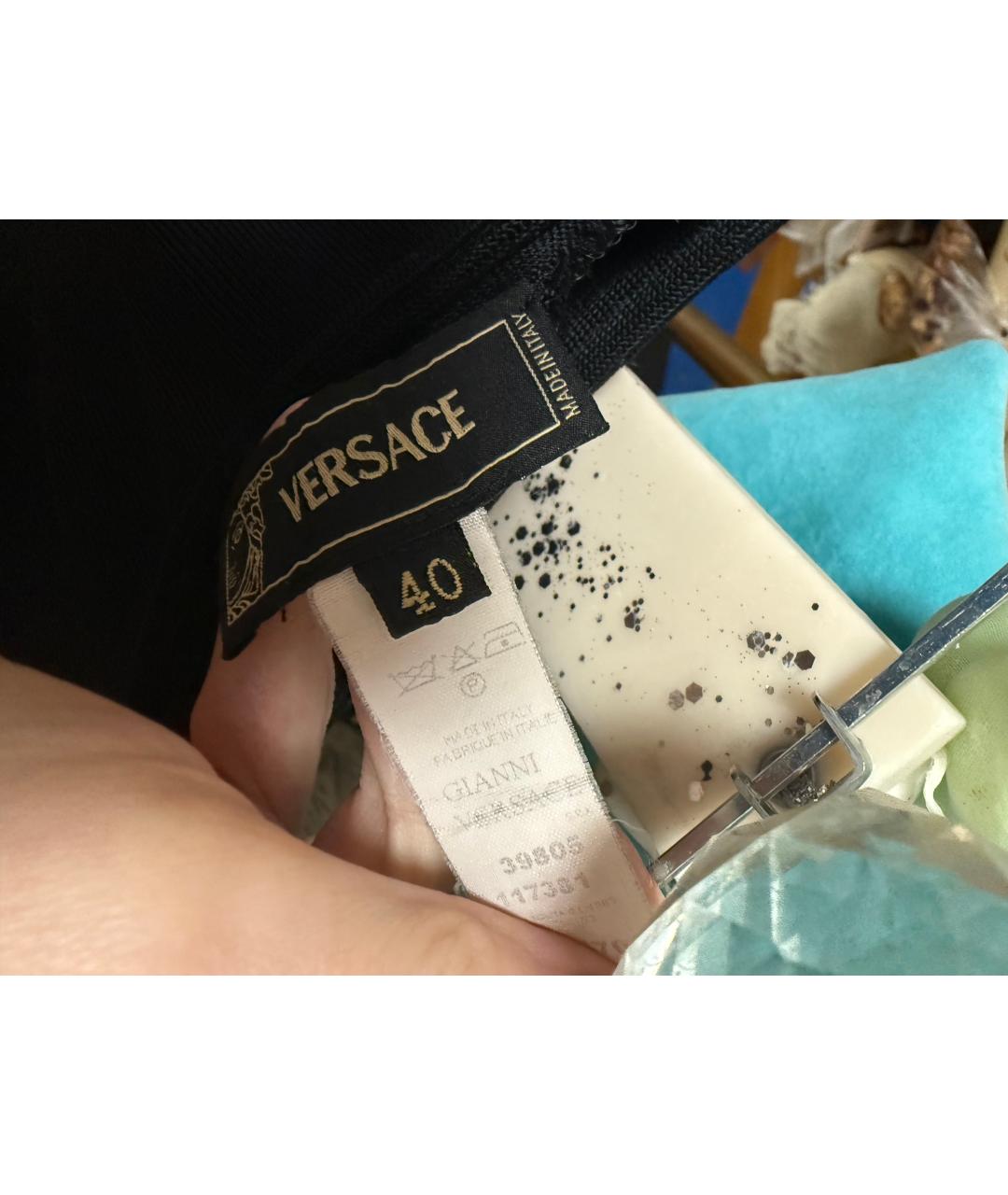 VERSACE Черная вискозная юбка миди, фото 3