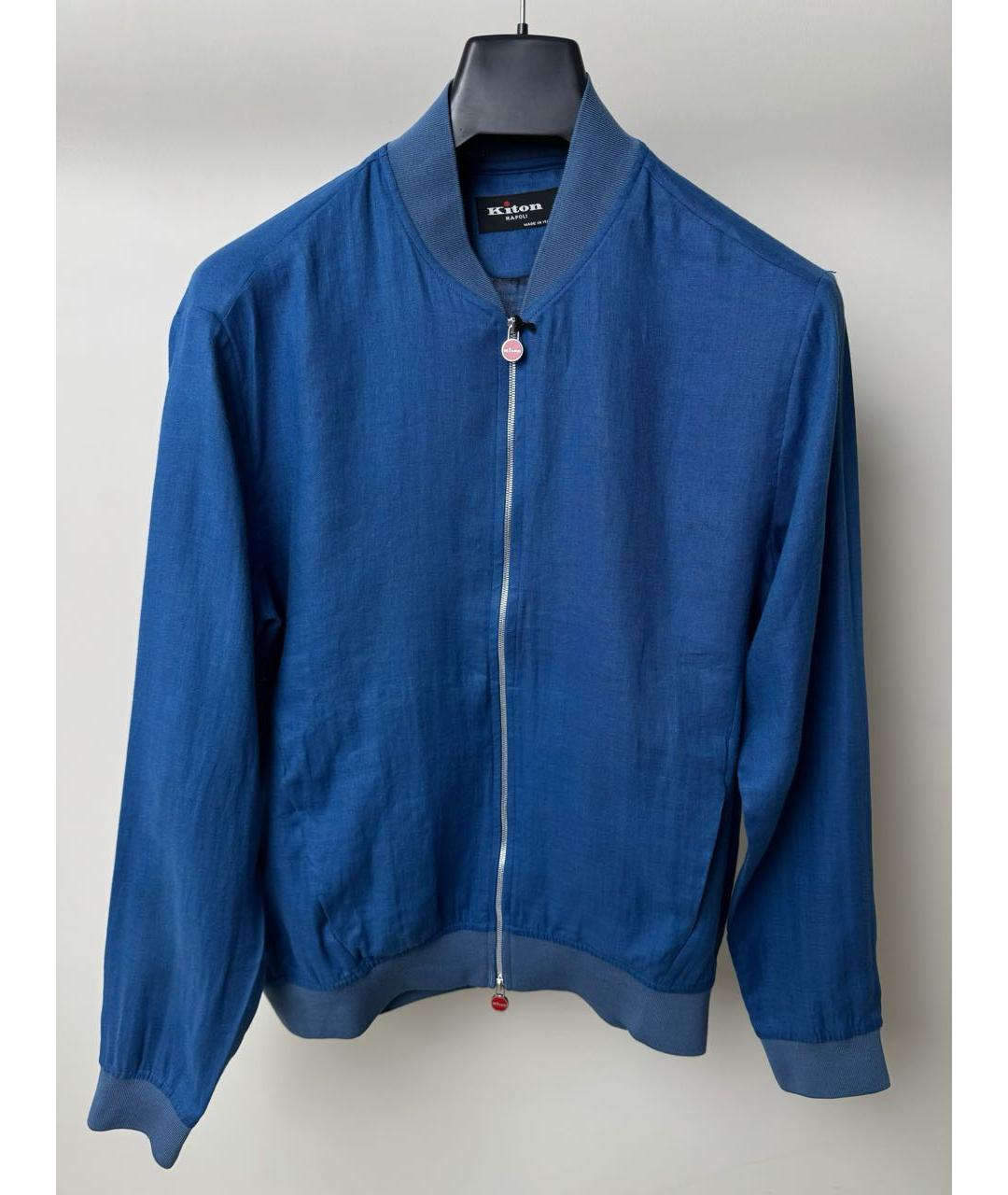 KITON Синяя льняная куртка, фото 2