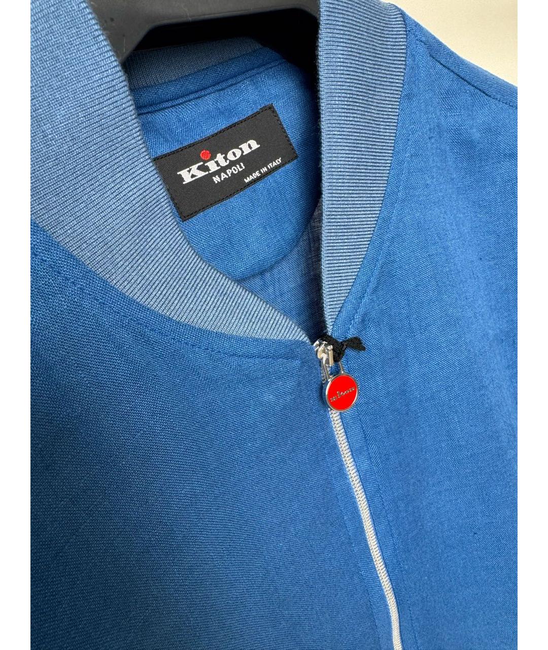 KITON Синяя льняная куртка, фото 4