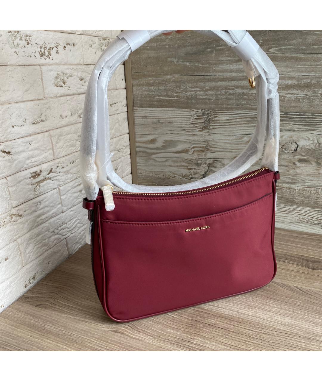 MICHAEL KORS Бордовая тканевая сумка с короткими ручками, фото 2