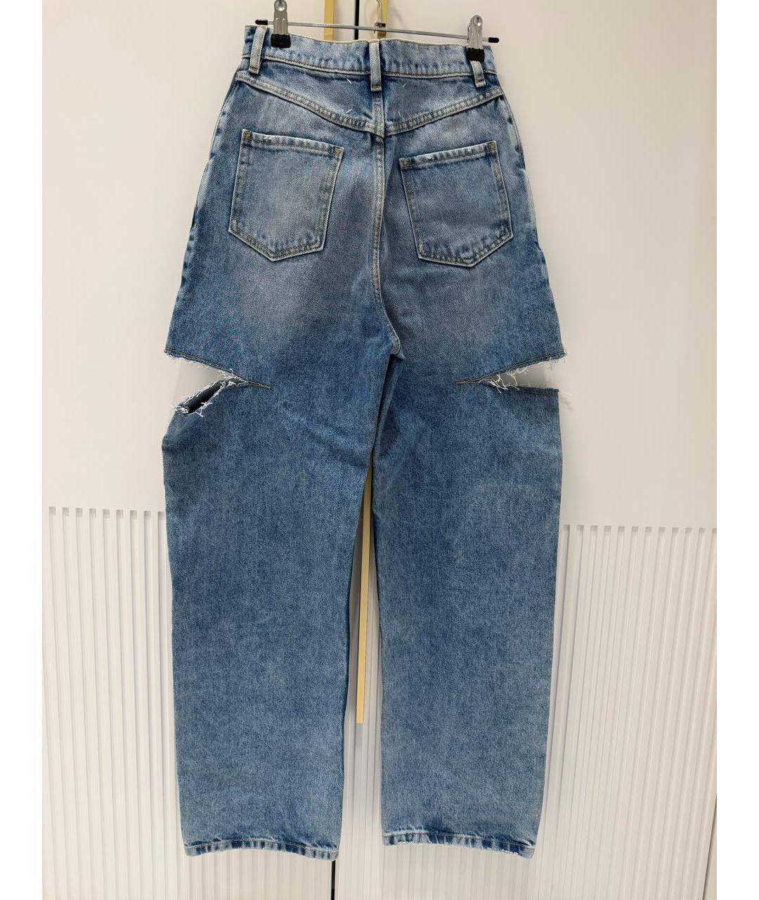 MAISON MARGIELA Голубые хлопковые прямые джинсы, фото 2