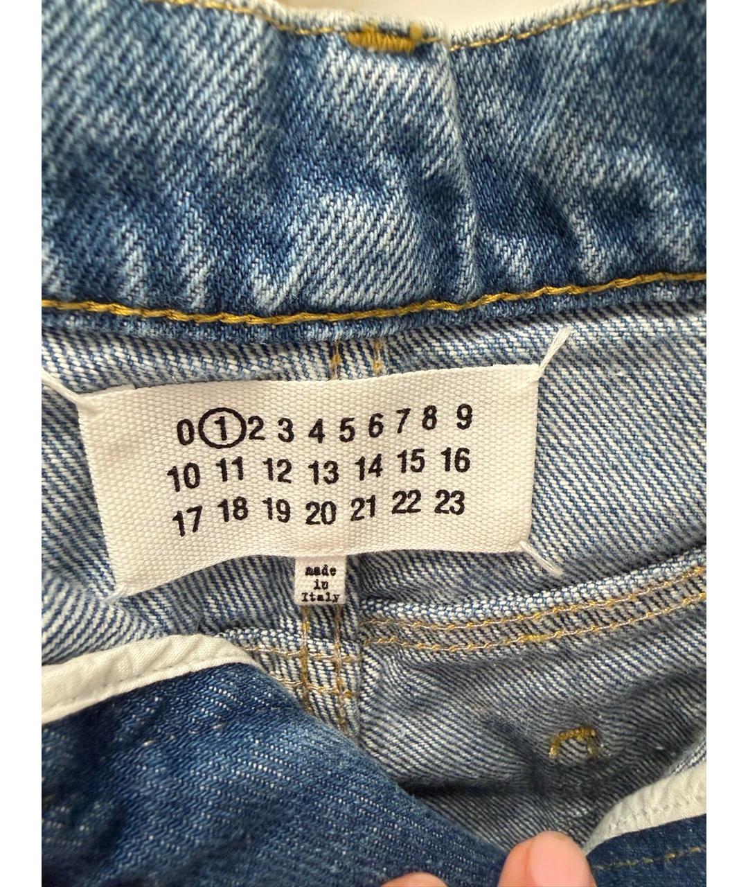 MAISON MARGIELA Голубые хлопковые прямые джинсы, фото 3