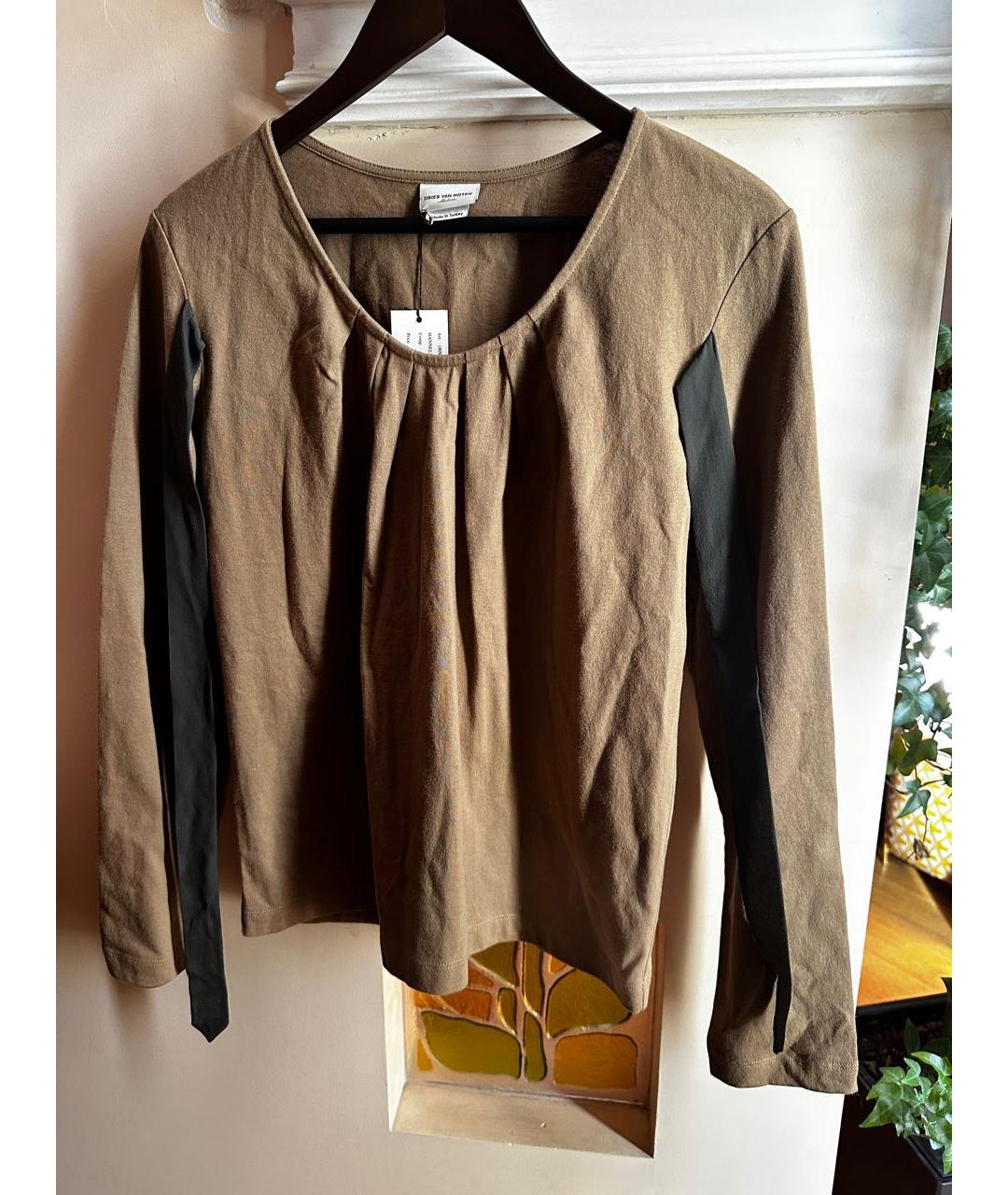 DRIES VAN NOTEN Горчичная хлопковая блузы, фото 5