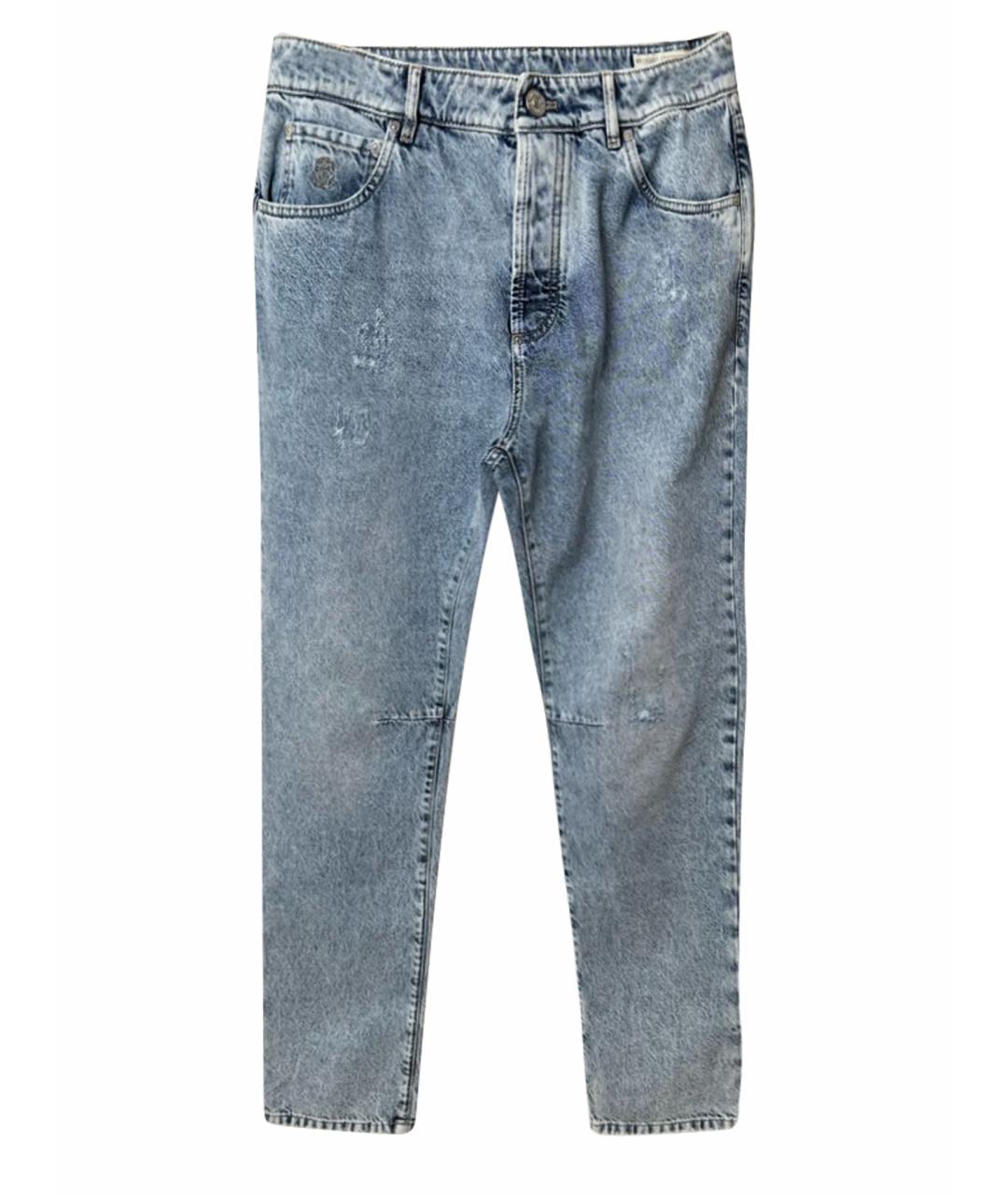BRUNELLO CUCINELLI Голубые хлопковые джинсы, фото 1