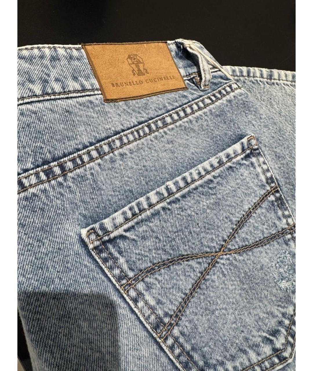 BRUNELLO CUCINELLI Голубые хлопковые джинсы, фото 3