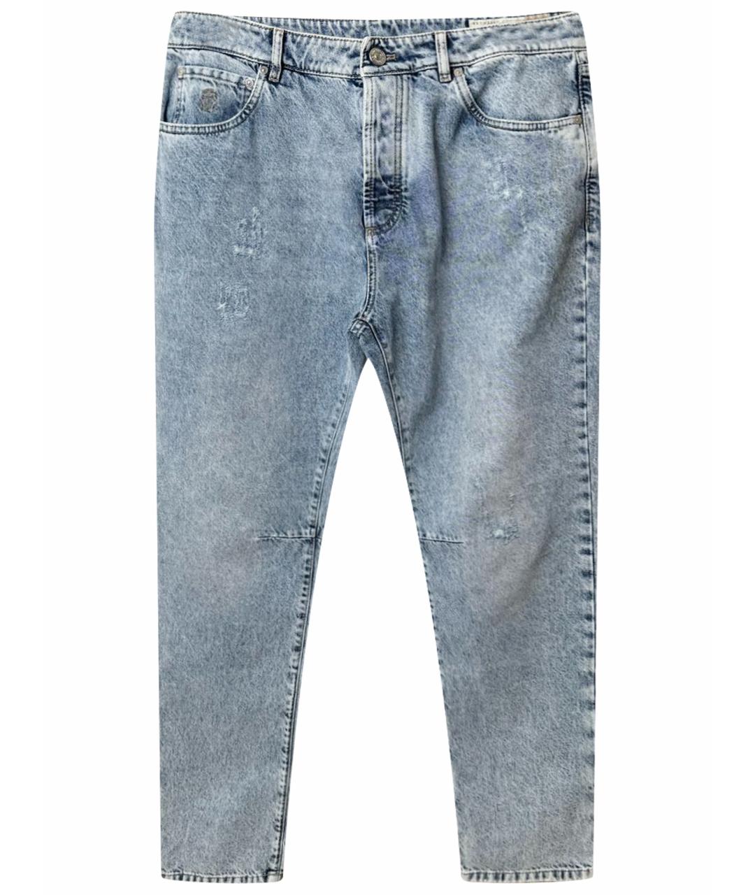 BRUNELLO CUCINELLI Голубые хлопковые джинсы скинни, фото 1