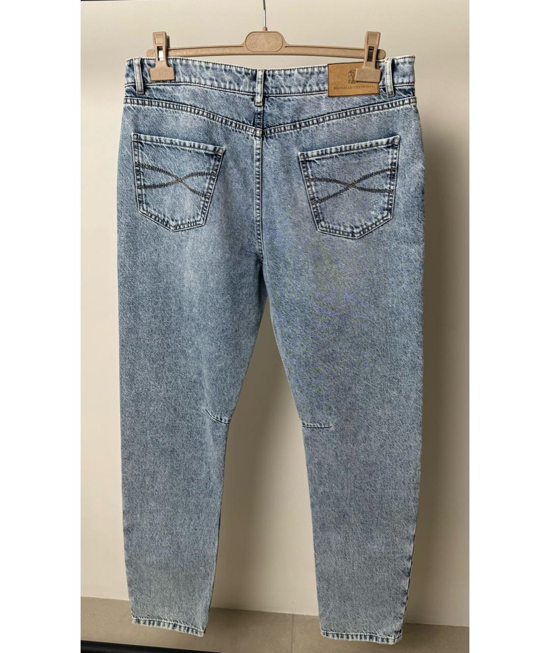 BRUNELLO CUCINELLI Голубые хлопковые джинсы скинни, фото 2