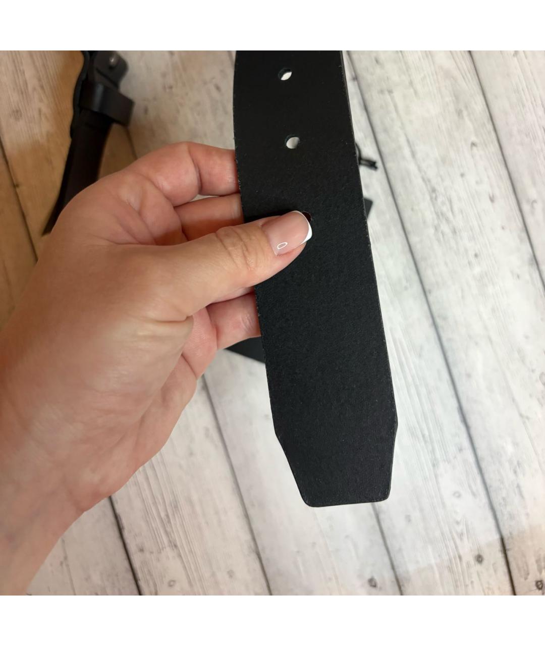 HUGO BOSS Черный кожаный ремень, фото 6