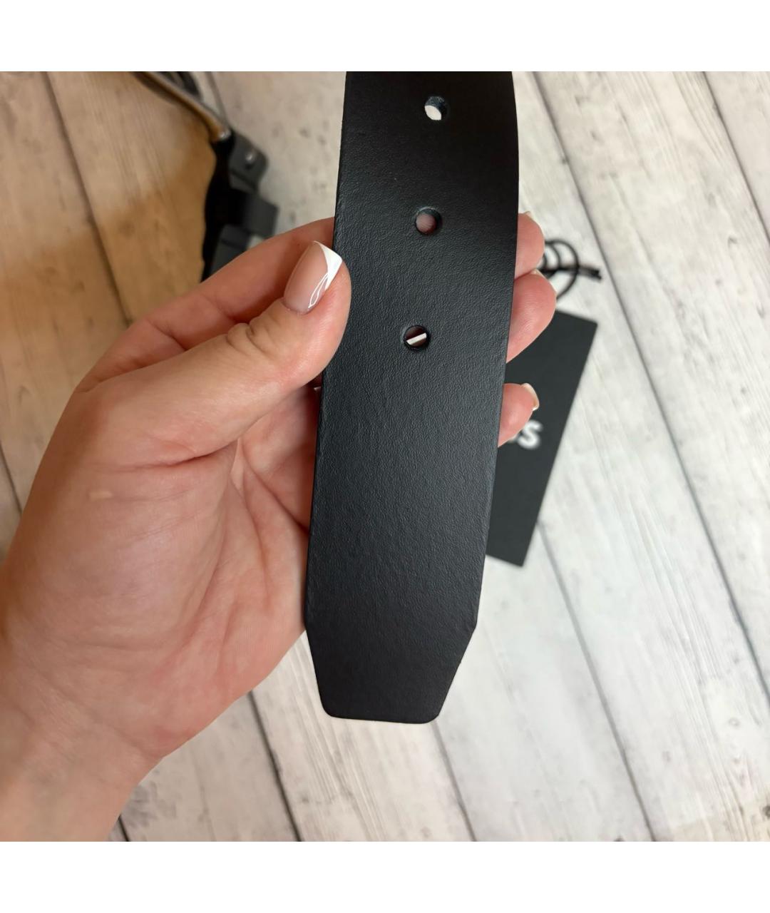 HUGO BOSS Черный кожаный ремень, фото 5