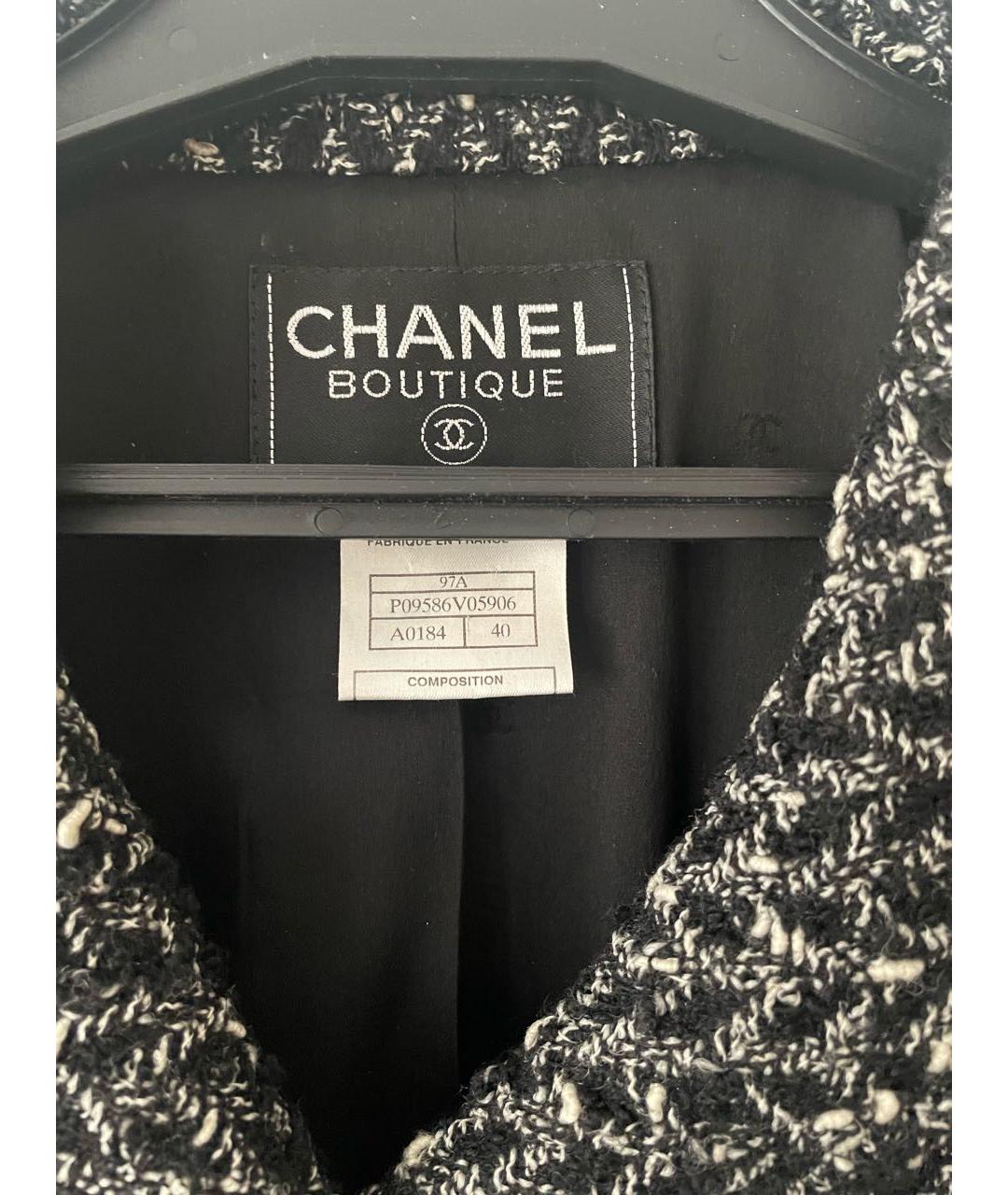 CHANEL Черный шерстяной жакет/пиджак, фото 2