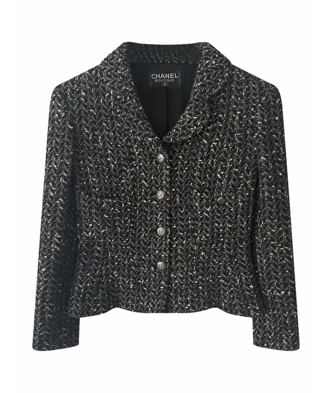 CHANEL Черный шерстяной жакет/пиджак, фото 1