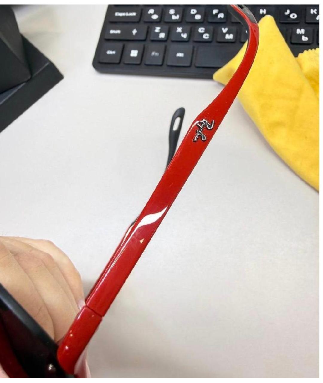 RAY BAN Красные пластиковые солнцезащитные очки, фото 8