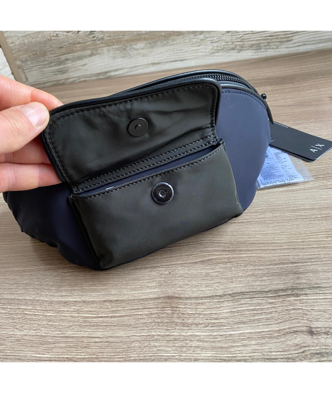 ARMANI EXCHANGE Черная тканевая поясная сумка, фото 9