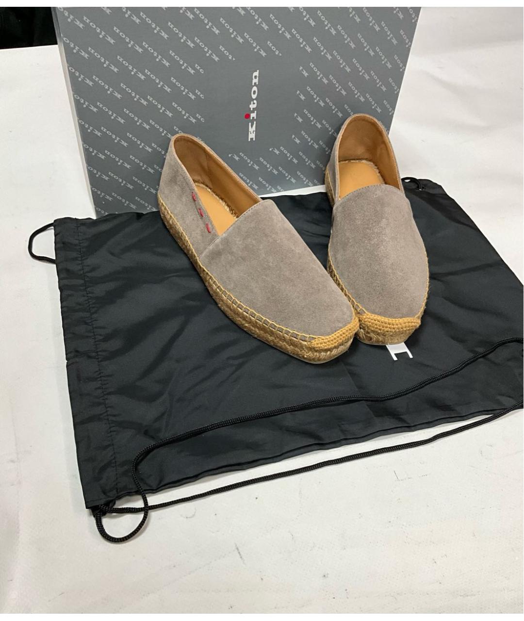 KITON Серые кожаные эспадрильи, фото 8