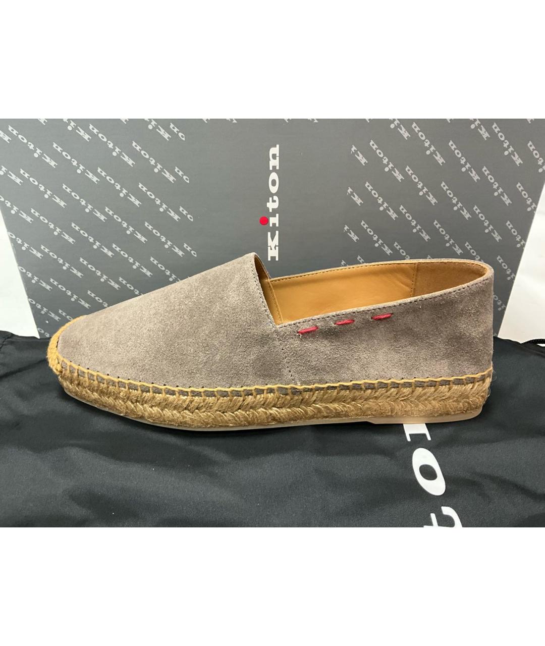 KITON Серые кожаные эспадрильи, фото 2