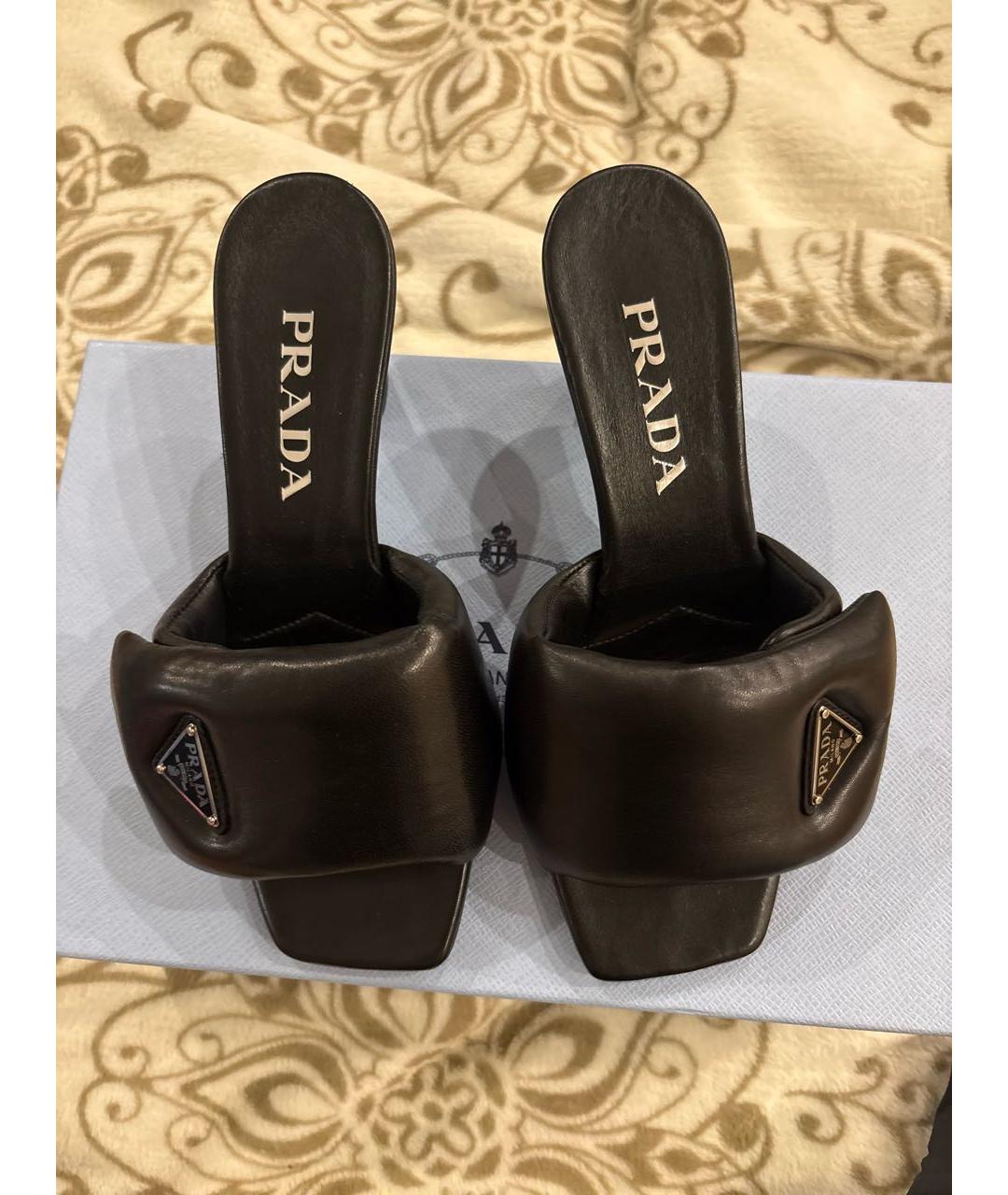 PRADA Черные кожаные мюли, фото 5