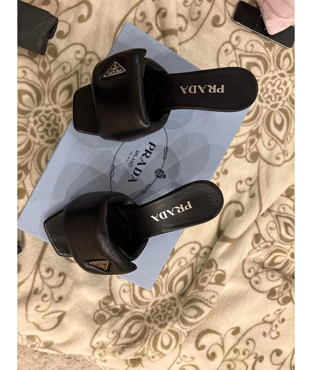 PRADA Черные кожаные мюли, фото 7
