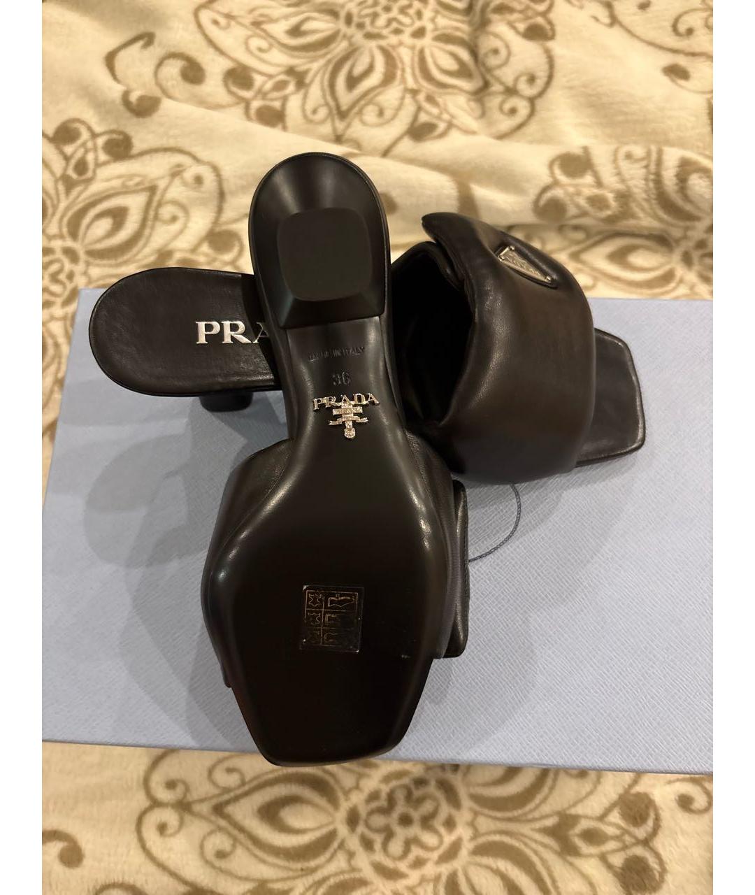 PRADA Черные кожаные мюли, фото 8