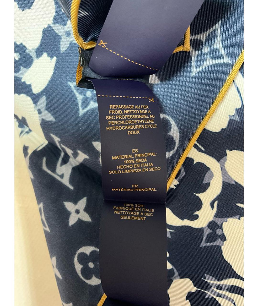 LOUIS VUITTON Синий шелковый платок, фото 5