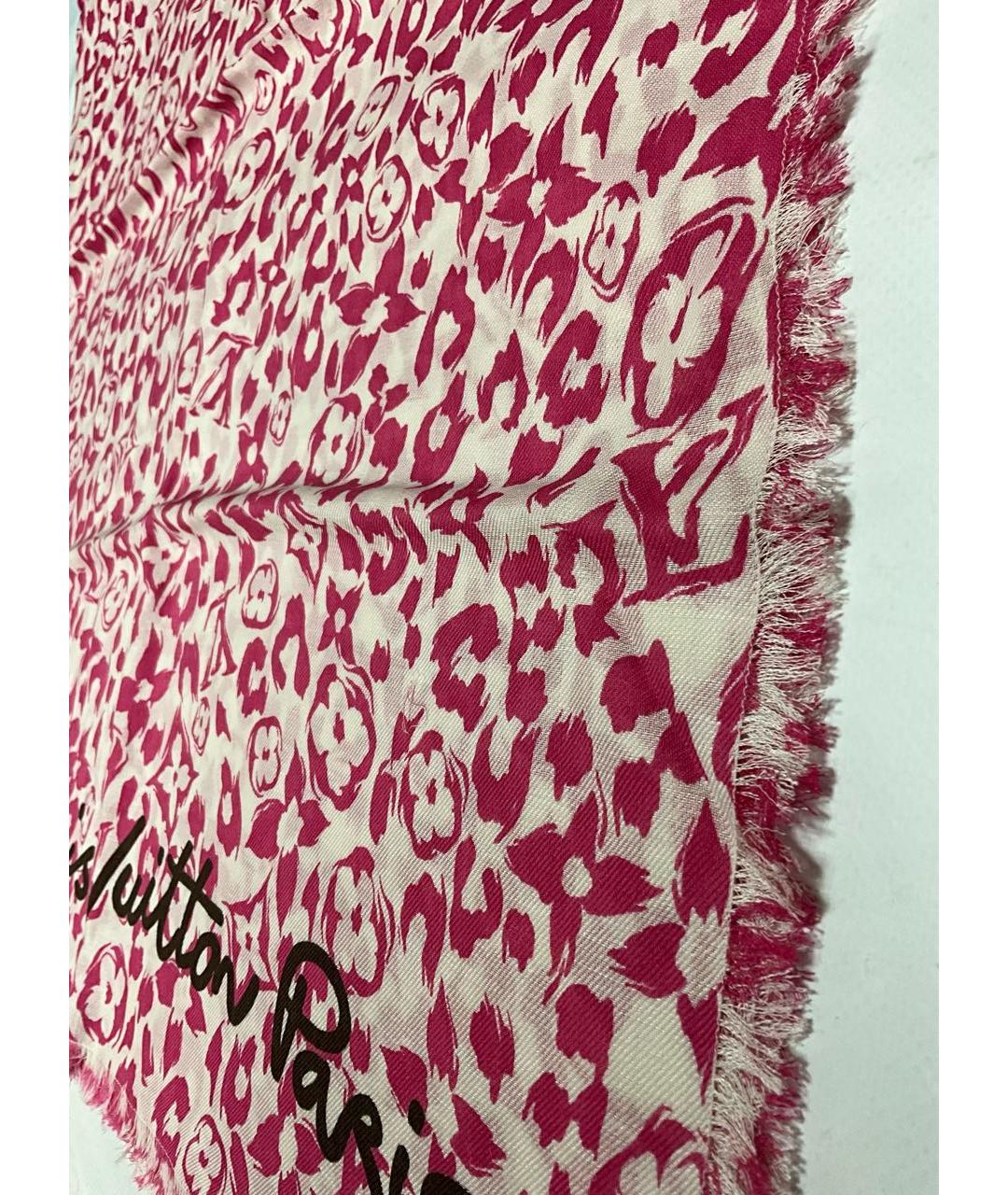 LOUIS VUITTON Розовый шерстяной шарф, фото 2