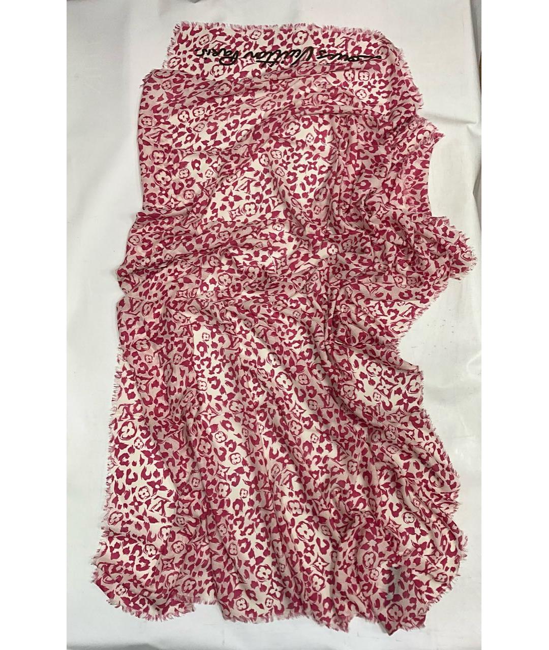 LOUIS VUITTON Розовый шерстяной шарф, фото 4