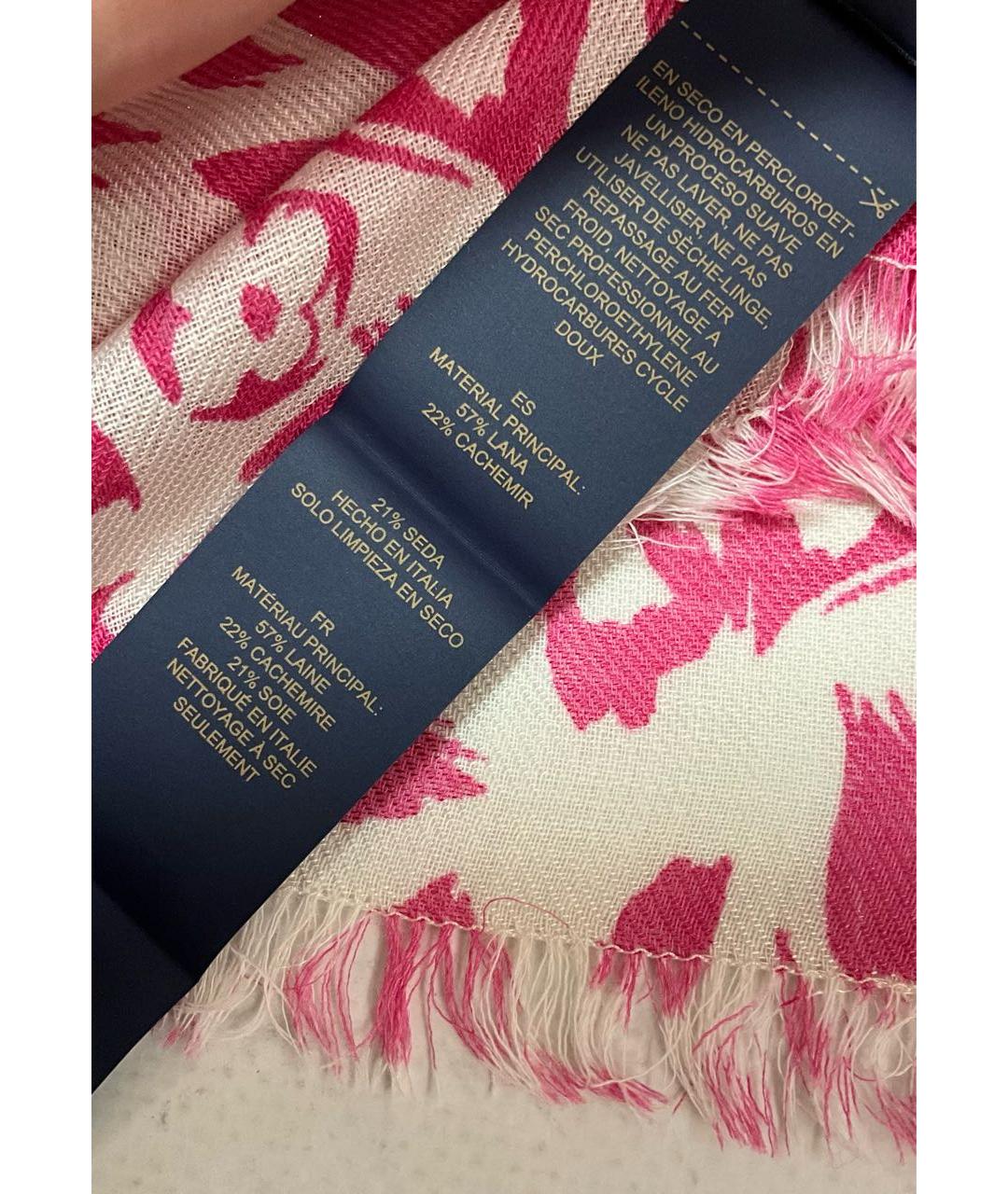 LOUIS VUITTON Розовый шерстяной шарф, фото 6