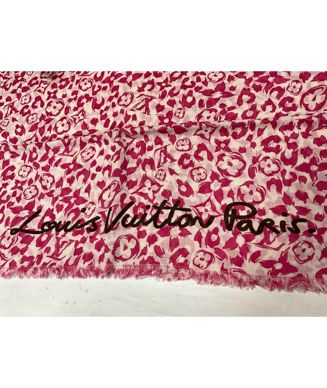 LOUIS VUITTON Розовый шерстяной шарф, фото 3