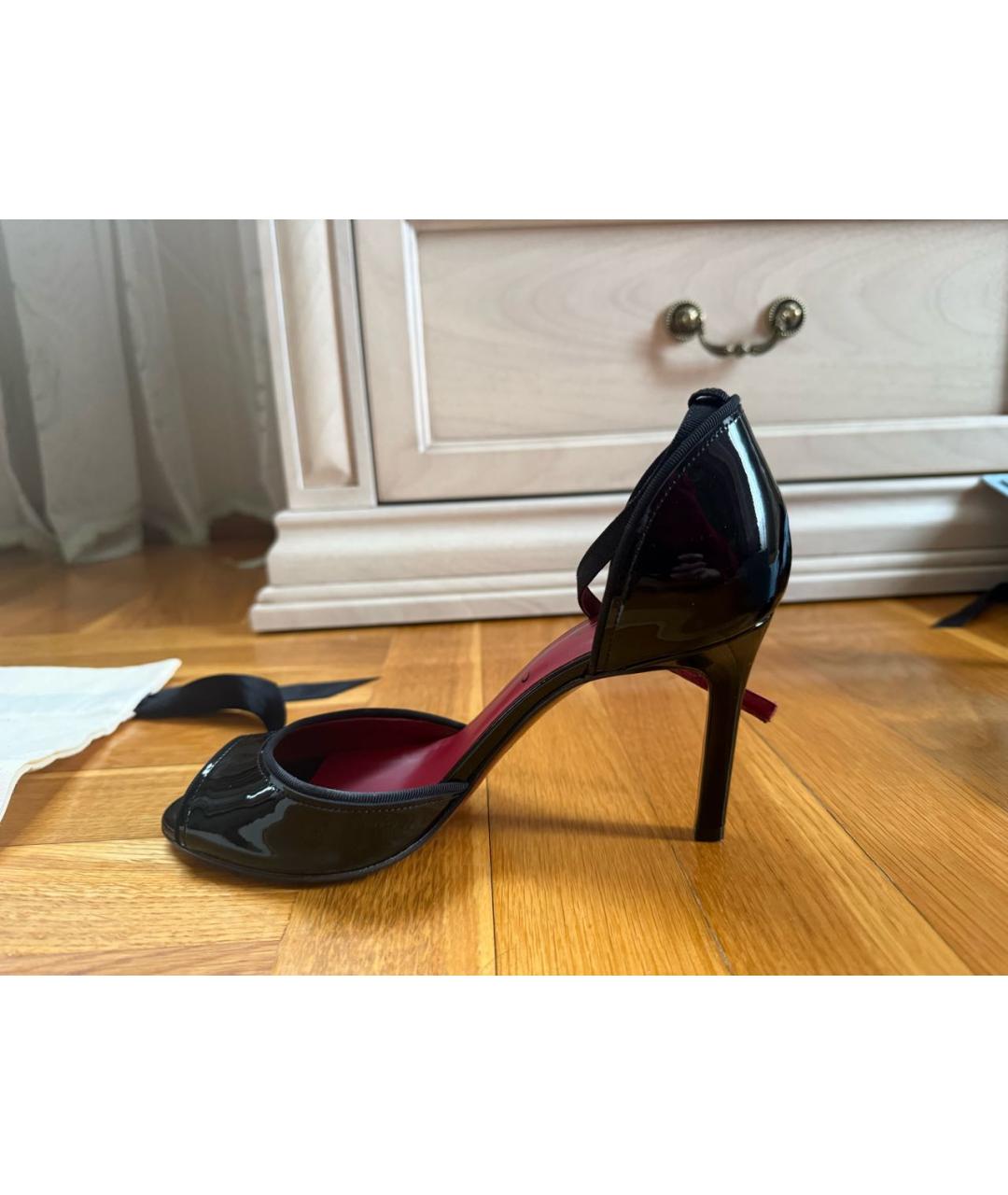 LANVIN Черные босоножки из лакированной кожи, фото 5