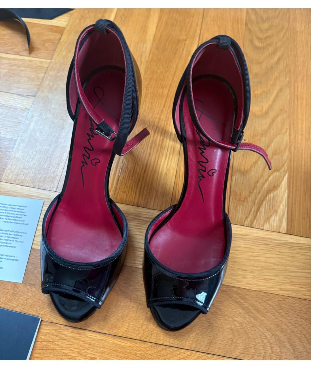 LANVIN Черные босоножки из лакированной кожи, фото 2