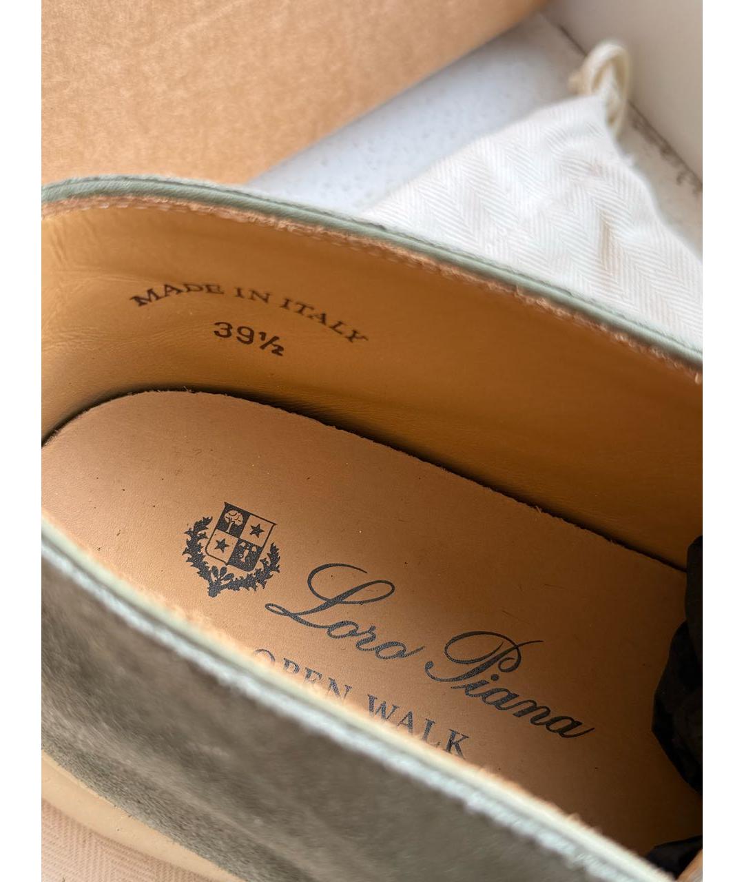 LORO PIANA Зеленые замшевые лоферы, фото 5