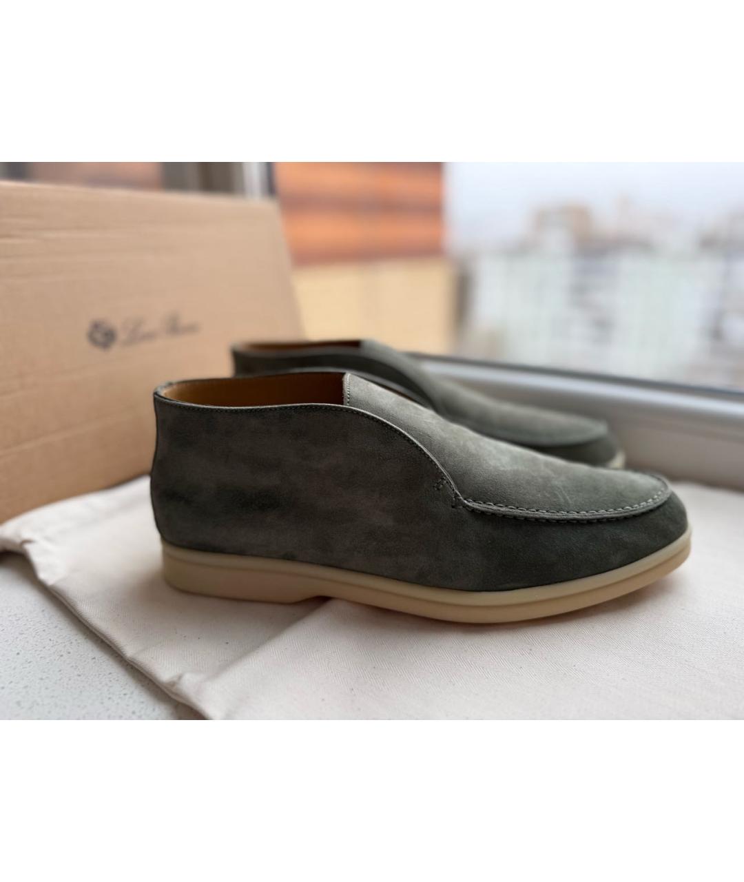 LORO PIANA Зеленые замшевые лоферы, фото 2